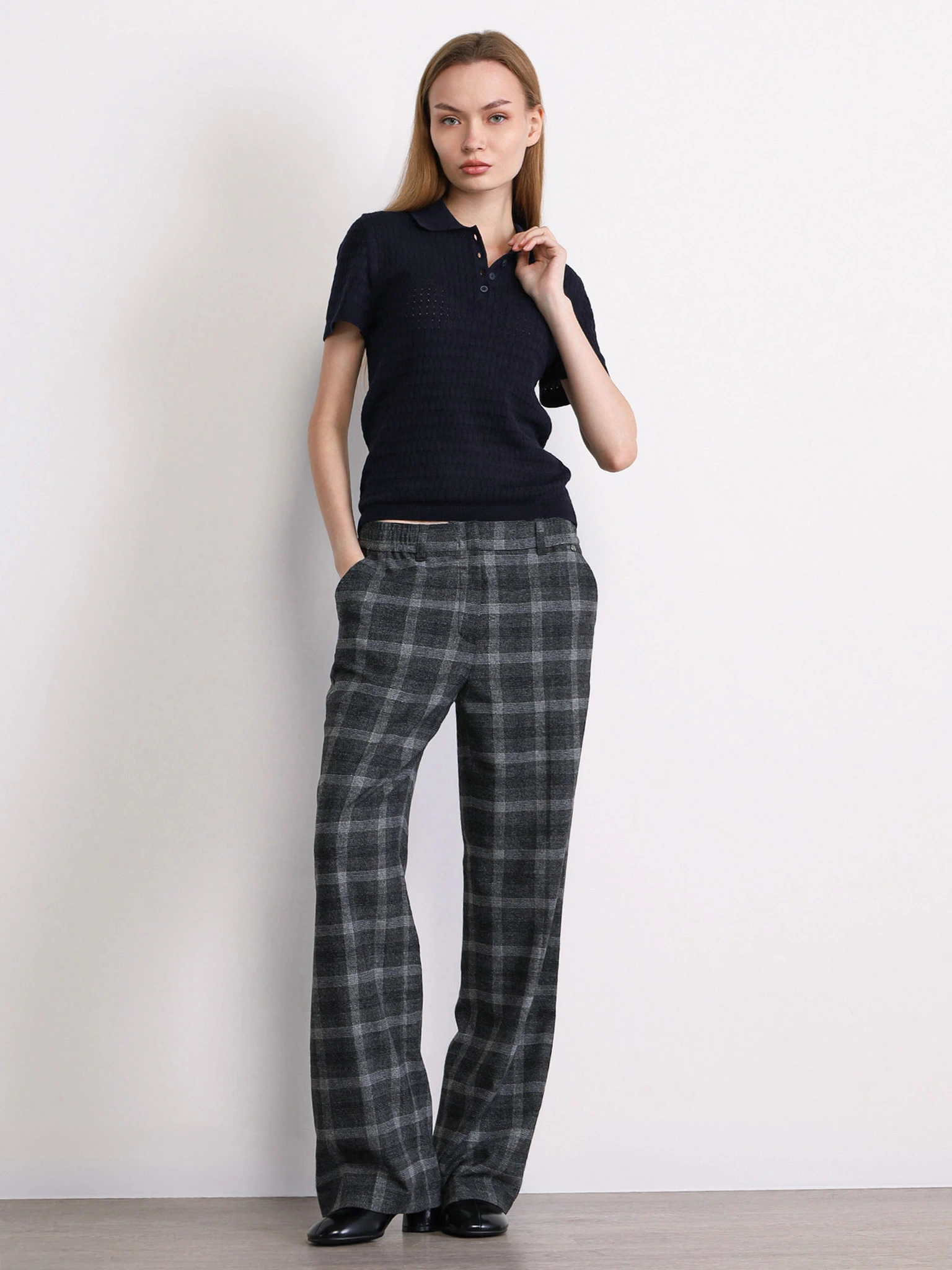 Джемпер-поло из натурального хлопка прилегающего кроя